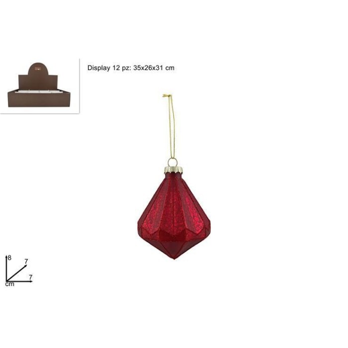 DIAMANTE VETRO 8 CM ROSSO